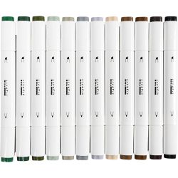 Illustration Marker, line 1+8 mm, nature colours, 12 pc/ 1 pack