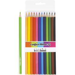 Colortime Colouring Pencils, L: 17,45 cm, lead 3 mm, assorted colours, 12 pc/ 1 pack