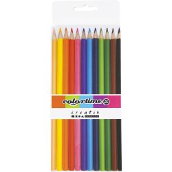 Colortime Colouring Pencils, L: 17,45 cm, lead 3 mm, assorted colours, 12 pc/ 1 pack