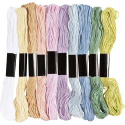 Embroidery Thread, thickness 1 mm, pastel colours, 10x8 m/ 1 pack
