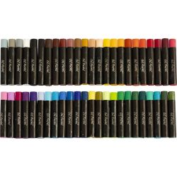 Oil Pastels, L: 7 cm, thickness 11 mm, assorted colours, 48 pc/ 1 pack