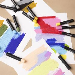 Oil Pastels, L: 7 cm, thickness 11 mm, assorted colours, 48 pc/ 1 pack