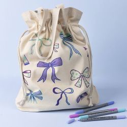 Drawstring Bag, H: 40 cm, D. 8 cm, W: 34 cm, light natural, 1 pc