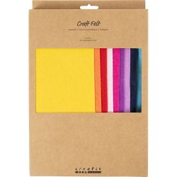 Craft Felt, A4, sheet 210x297 mm, thickness 2 mm, colorful, 10 sheet/ 1 pack