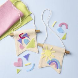 Small Wall Banner, Swallowtail shape, H: 12 cm, W: 10,5, 300 g, light natural, 2 pc/ 1 pack