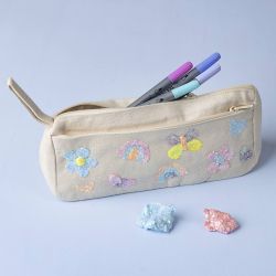 Pencil Case, Triangular, H: 8 cm, D. 6 cm, W: 22 cm, light natural, 1 pc