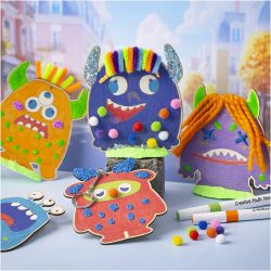 Wooden Figures, Monsters, H: 12,4 cm, thickness 3 mm, 8 pc/ 1 pack