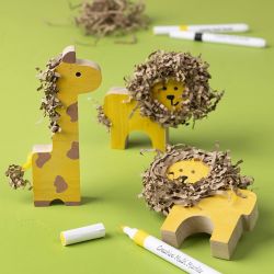 Wooden Animals, Safari, H: 3-14,5 cm, thickness 2 cm, 10 pc/ 1 pack