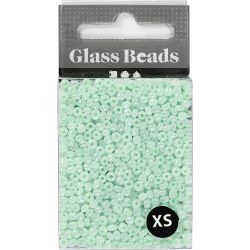 Rocaille seed beads, dia. 3 mm, size 8/0, hole size 0,6-1,0 mm, soft green, 25 g/ 1 pack