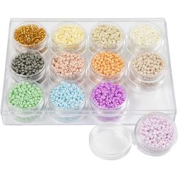 Rocaille seed beads, dia. 3 mm, size 8/0, hole size 0,6-1,0 mm, pastel colours, 12x17 g/ 1 pack