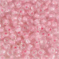 Rocaille seed beads, dia. 4 mm, size 6/0, hole size 0,9-1,2 mm, rose center, 25 g/ 1 pack