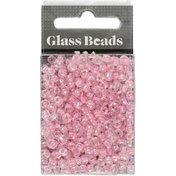 Rocaille seed beads, dia. 4 mm, size 6/0, hole size 0,9-1,2 mm, rose center, 25 g/ 1 pack