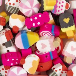 Figure Beads, Candy, cakes and ice cream, dia. 10 mm, hole size 1,5 mm, 60 pc/ 1 pack