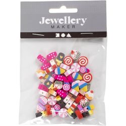 Figure Beads, Candy, cakes and ice cream, dia. 10 mm, hole size 1,5 mm, 60 pc/ 1 pack