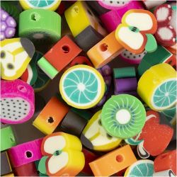 Figure Beads, Fruit, dia. 10 mm, hole size 1,5 mm, 60 pc/ 1 pack