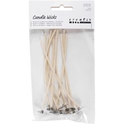 Wicks for Candles in Containers, Suitable for containers with a diameter of 20–65 mm, L: 110 mm, thickness 2 mm, 10 pc/ 1 pack