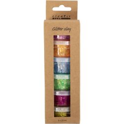 Glitter Clay, happy colours, 6x20 g/ 1 pack