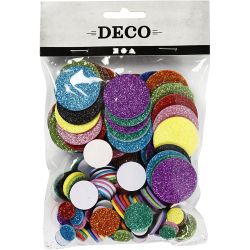 Foam Stickers Circles, circles, dia. 12+20+32 mm, 150 pc/ 1 pack