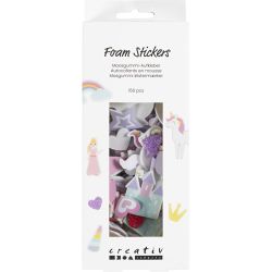 Foam Stickers, Heart, princess, unicorn, self-adhesive, size 13-50 mm, purple/pink harmony, 150 pc/ 1 pack