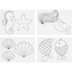 Shrink plastic sheets with motifs