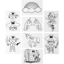 Shrink plastic sheets with motifs