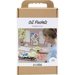 Craft Kit Oil Pastels, flowers, assorted colours, 1 pack