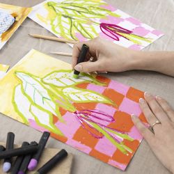 Craft Kit Oil Pastels, flowers, assorted colours, 1 pack