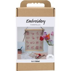 Craft Kit Embroidery, hanging decoration, flax, 1 pack