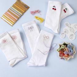 Craft Kit Embroidery, socks, white, 1 pack