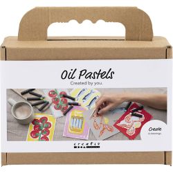 Mini Craft Kit Oil Pastels, Fish and shellfish, grey, white, 1 pack