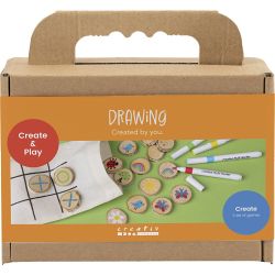 Mini Craft Kit Drawing, Memory game and three-in-a-row, assorted colours, 1 pack