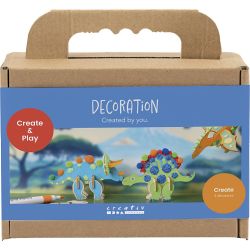 Mini Craft Kit Decoration, Dinosaur, blue, green, orange, red, 1 pack