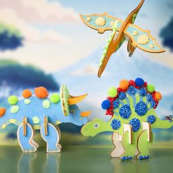 Mini Craft Kit Decoration, Dinosaur, blue, green, orange, red, 1 pack