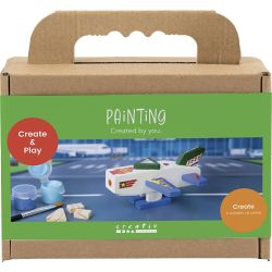 Mini Craft Kit Painting, Airplane, blue/green harmony, 1 pack
