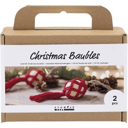Craft Kit Christmas Baubles, Macram&eacute;, christmas red, 1 pack