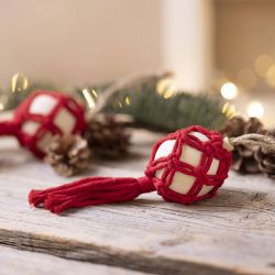 Craft Kit Christmas Baubles, Macramé, christmas red, 1 pack
