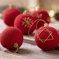 Craft Kit Crochet, Christmas Baubles, red, 1 pack