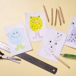 Mini Craft Kit Colouring, Monster, assorted colours, 1 pack
