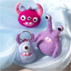 Mini Craft Kit Needle Felting, Monster, assorted colours, 1 pack