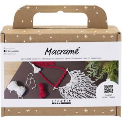 Mini Craft Kit Macram&eacute;, Santa Claus, christmas red, off-white, 1 pack