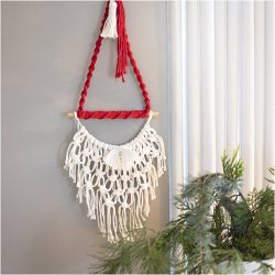 Mini Craft Kit Macramé, Santa Claus, christmas red, off-white, 1 pack
