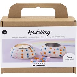 Mini Craft Kit Modelling, Candle holders, white, 1 pack