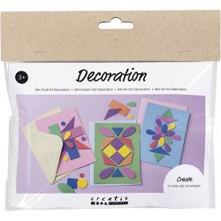 Mini Craft Kit Decoration, Decorated cards, blue, green, pink, 1 pack
