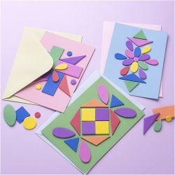 Mini Craft Kit Decoration, Decorated cards, blue, green, pink, 1 pack