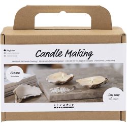 Mini Craft Kit Candle Making, Soy candles in oyster shells, off white, 1 pack