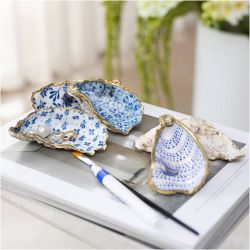 Craft Kit Decoupage, Oyster shells, blue, 1 pack