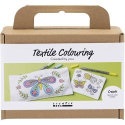 Mini Craft Kit Textile Decoration, Butterflies, pastel colours, 1 pack