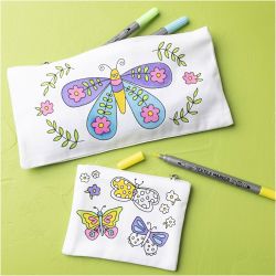 Mini Craft Kit Textile Decoration, Butterflies, pastel colours, 1 pack