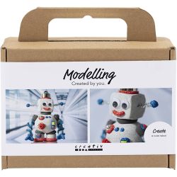 Mini Craft Kit Modelling, Robot, blue, grey, red, 1 pack