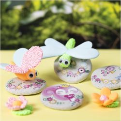 Mini Craft Kit Modelling, Stone with insect, grey, light pink, light turquoise, 1 pack